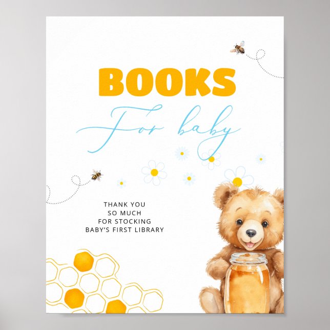 Affiche Honey Bee Bear Baby showers Livres Pour Bébé (Devant)