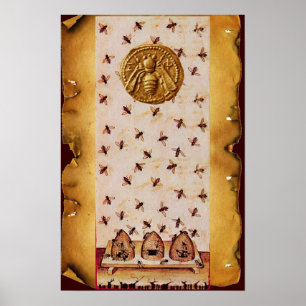 AFFICHE HONEY BEE ,BEEKEEPING,BEEKEEPER PARCHMENT
