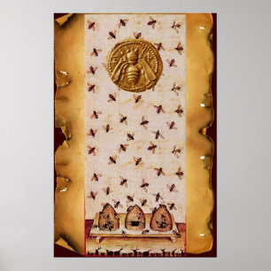 AFFICHE HONEY BEE ,BEEKEEPING,BEEKEEPER PARCHMENT