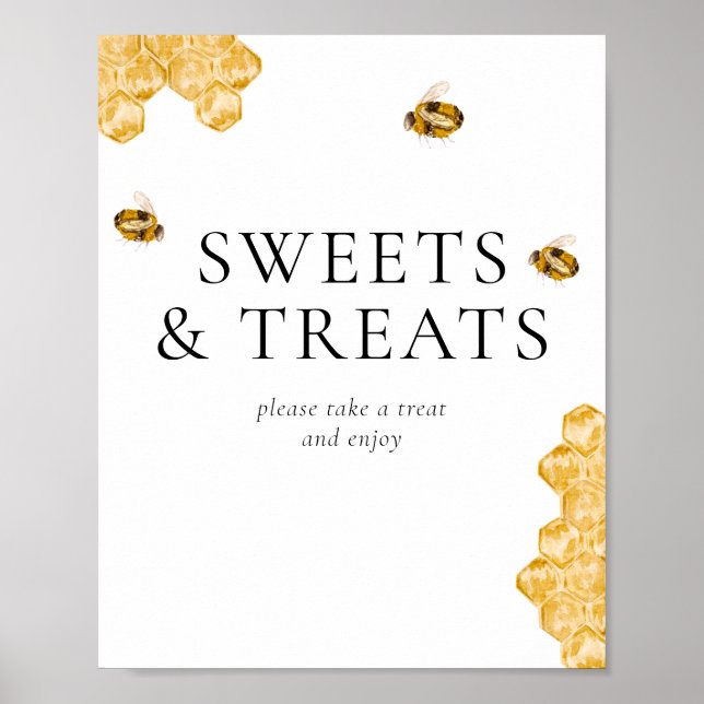 Affiche Honey Bee Bridal Shower Sweets & Treats Table Sign (Devant)