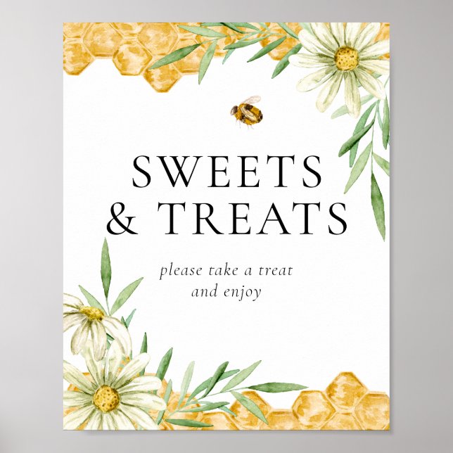 Affiche Honey Bee Bridal Shower Sweets & Treats Table Sign (Devant)