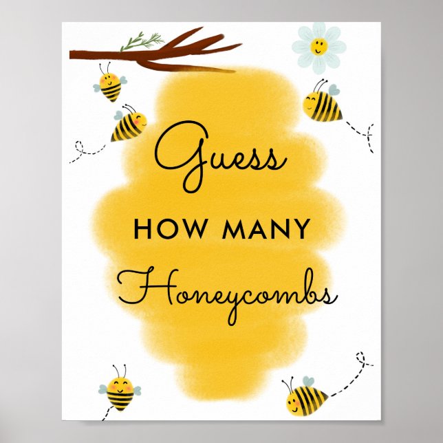 Affiche Honey Bee Combien de Honeycombs Guess Jeu (Devant)