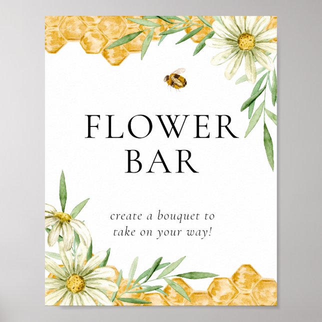 Affiche Honey Bee Floral Flower Bar Station Sign (Devant)