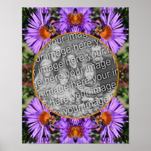 Affiche Honey Bee On Aster Flower Frame Ajouter Votre Phot