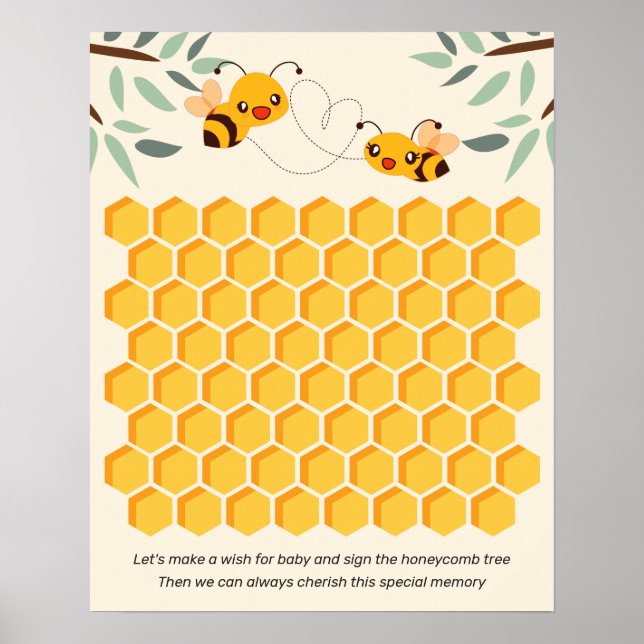 Affiche Honey Bees Baby Shower Guest Book Alternative (Devant)