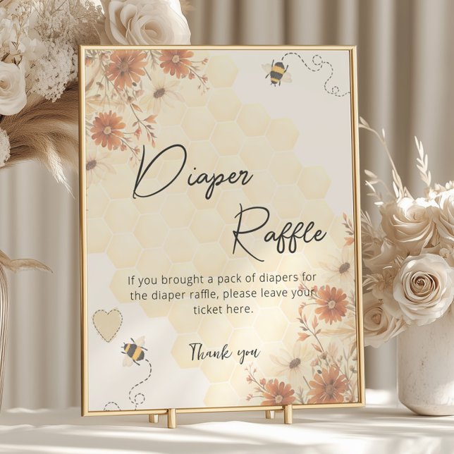 Affiche Honey Boho Fleur sauvage Baby shower Déchets Raffl (Créateur téléchargé)