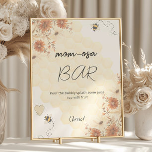Affiche Honey Boho Fleur sauvage Baby shower Maman-osa Bar