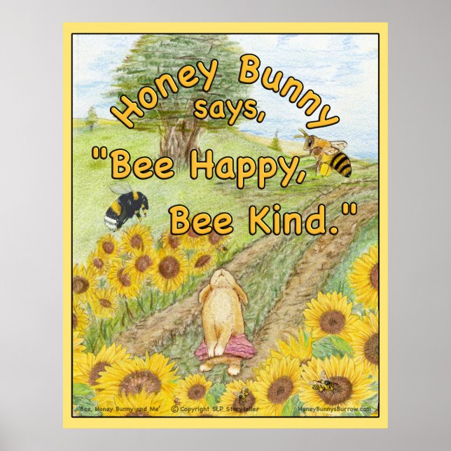 Affiche Honey Bunny dit 'Abey Happy, Bee Kind' (Devant)