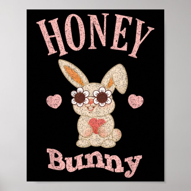 Affiche Honey Bunny Retro Pâques mignonne Rabbit Femmes Fi (Devant)