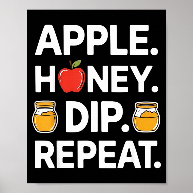 Affiche Honey Dip Repeat Funny Rosh Hashanah Jewish New Ye (Devant)