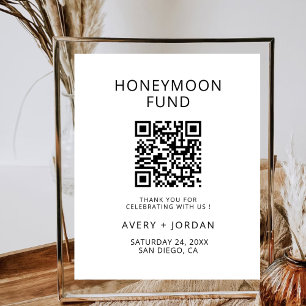Affiche Honeymoon Fund QR Code minimaliste mariage fête
