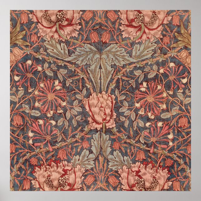 Affiche Honeysuckle, modèle floral de William Morris (Devant)