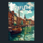 Affiche Honfleur France Travel Art Vintage<br><div class="desc">Design de voyage vectoriel rétro Honfleur. Honfleur est une ville du département du Calvados,  dans la région normande du nord de la France. C'est sur l'estuaire que la Seine rencontre la Manche.</div>