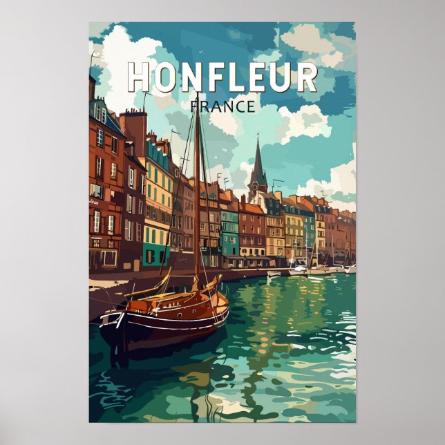 Affiche Honfleur France Voyage Art Rétro (Devant)