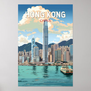 Affiche Hong Kong China Travel Art Vintage
