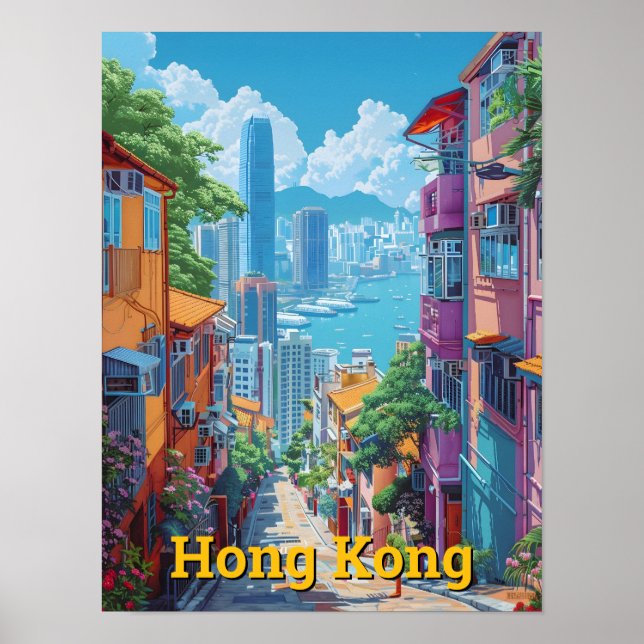 Affiche Hong Kong Chine Vintage voyage d'art (Devant)