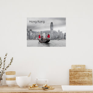 Affiche Hong Kong Island Skyline Vintage Panorama Souvenir