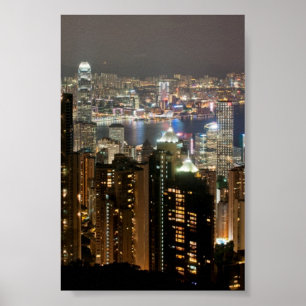 Affiche Hong Kong Night Skyline from Victoria Peak