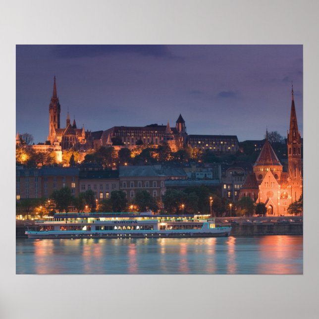 Affiche HONGRIE, Budapest : Colline du Château, Église cal (Devant)