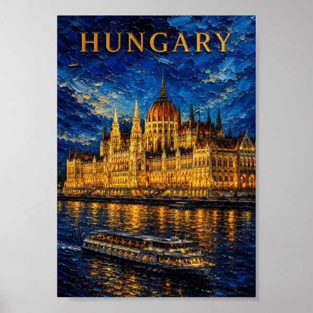 Affiche Hongrie : Nuit Glow Budapest Art Souvenir (Devant)