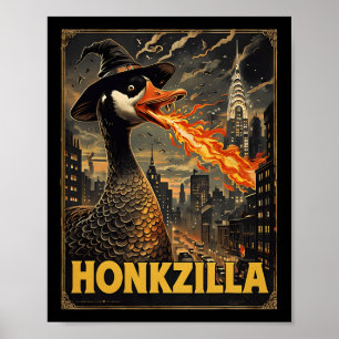 Affiche Honkzilla Goose Halloween Silly Goose Horreur Spor