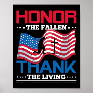 Affiche Honneur Le Fallen Merci Le Drapeau Vivant États-Un