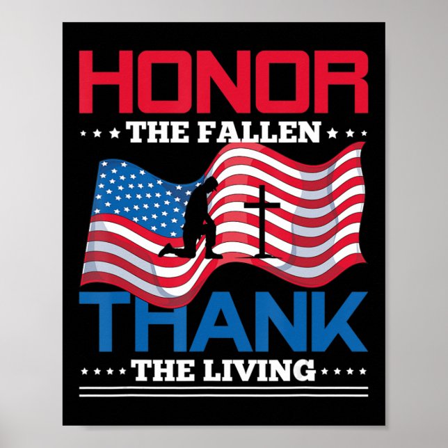 Affiche Honneur Le Fallen Merci Le Drapeau Vivant États-Un (Devant)