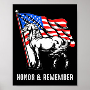 Affiche Honneur Se souvenir Cheval Patriotique Drapeau Amé
