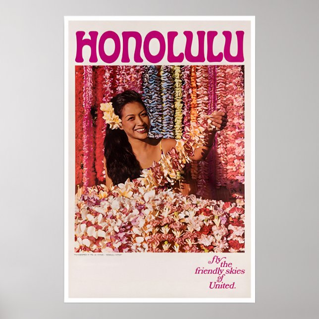 Affiche Honolulu Hawaï Voyage Art Impression Hawaï (Devant)