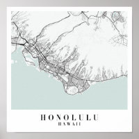 Honolulu Hawaii Blue Water Street Carte
