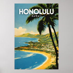 Affiche Honolulu Hawaii Nostalgic Travel Art