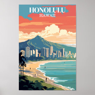 Affiche Honolulu, Hawaii : Voyage Vintage