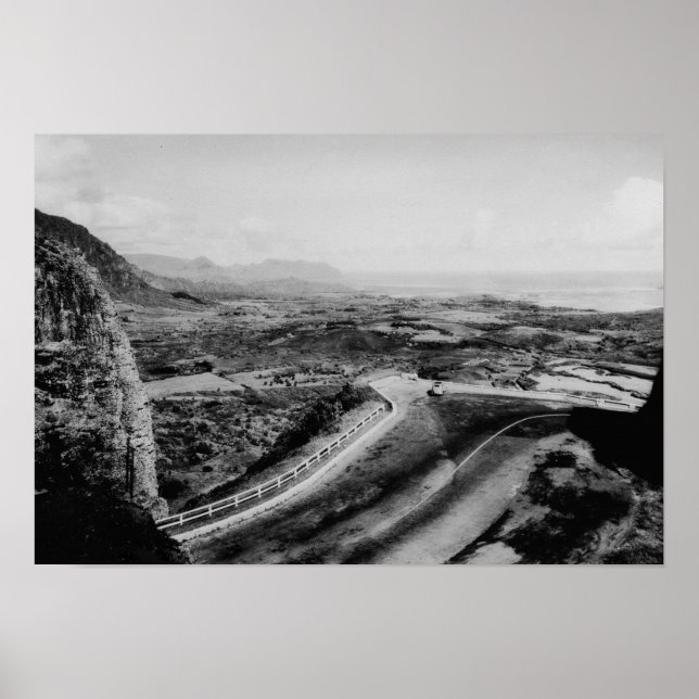 Affiche Honolulu, Hawaii - Vue du Pali (Devant)