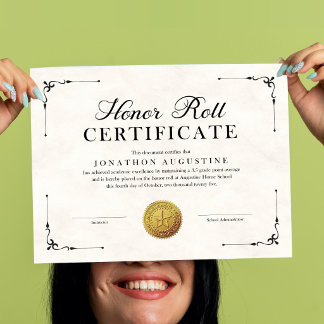 Affiche Honor Roll Certificate