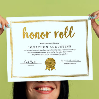 Affiche Honor Roll Certificate