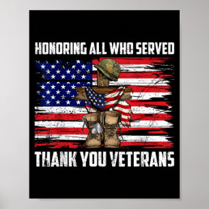 Affiche Honorer ceux qui ont servi Merci aux vétérans USA