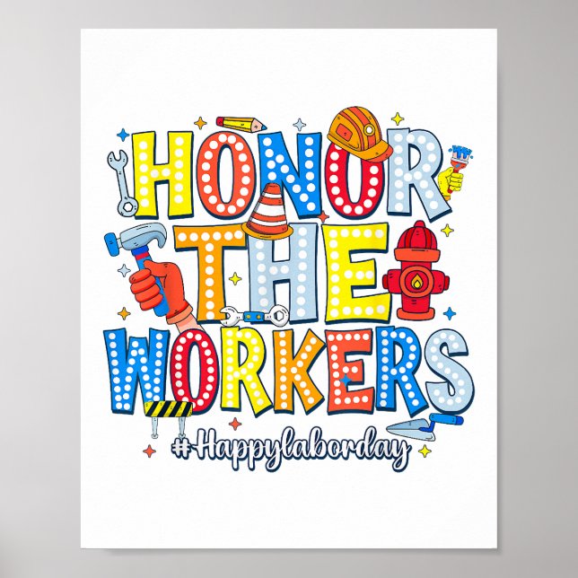 Affiche Honorer Les Travailleurs Bonne Fête Du Travail (Devant)