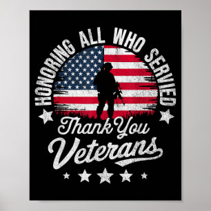 Affiche Honorer tous ceux qui ont servi Merci Veterans Day