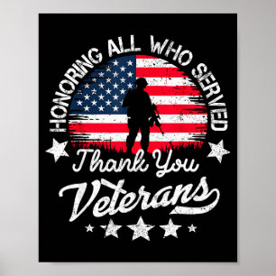 Affiche Honorer tous ceux qui ont servi Merci Veterans Day