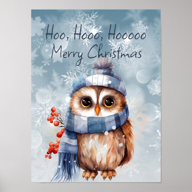 Affiche Hoo Hoo Little Owl Joyeux Noël (Devant)