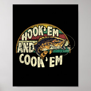 Affiche Hook Em Cook Em Go Fishing Lover Vintage