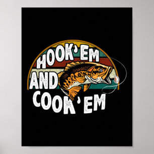 Affiche Hook Em Cook Em Pêcheur Amoureux Pêcheur Vintage