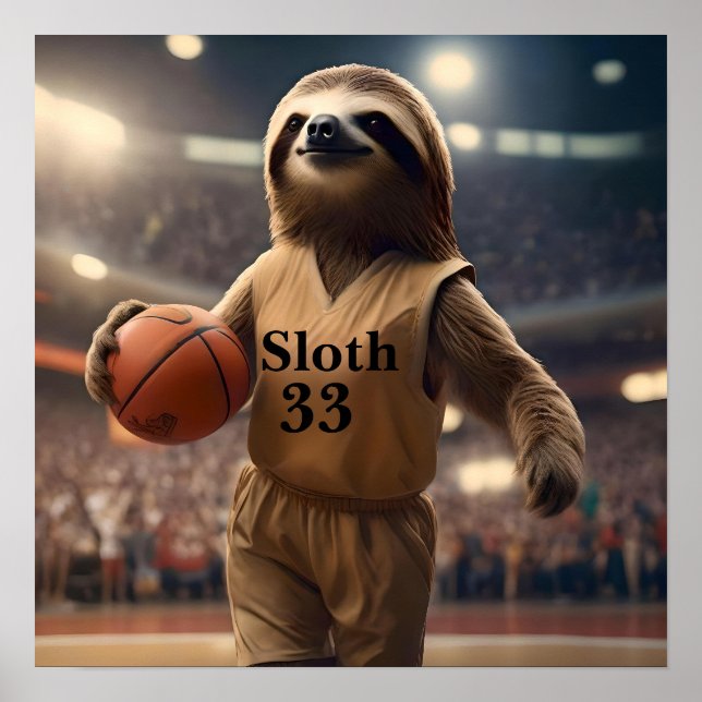 Affiche Hoops and Hangs : Le Slam Dunking Sloth, (Devant)