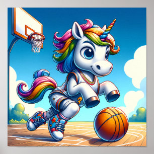 Affiche Hoops Dream : Rainbow Unicorn Basketball Star