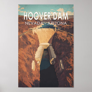 Affiche Hoover Dam Travel Art Vintage