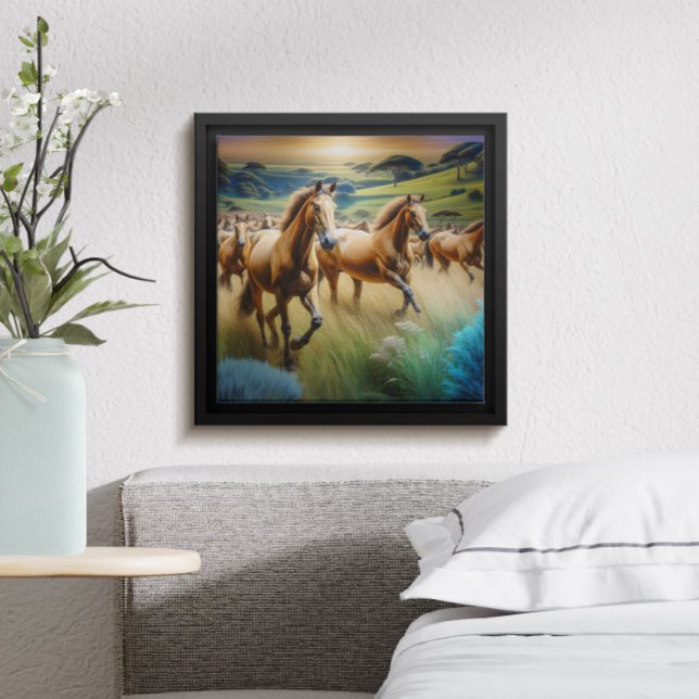 Affiche Hooves de blanchiment : Un troupeau de chevaux en  (Créateur téléchargé)