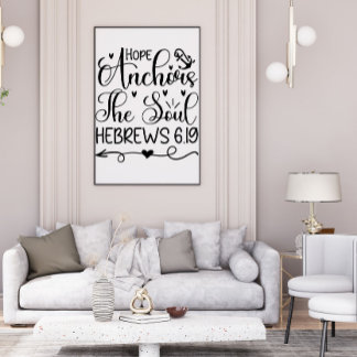 Affiche Hope Ancres The Soul Black White Christian Art