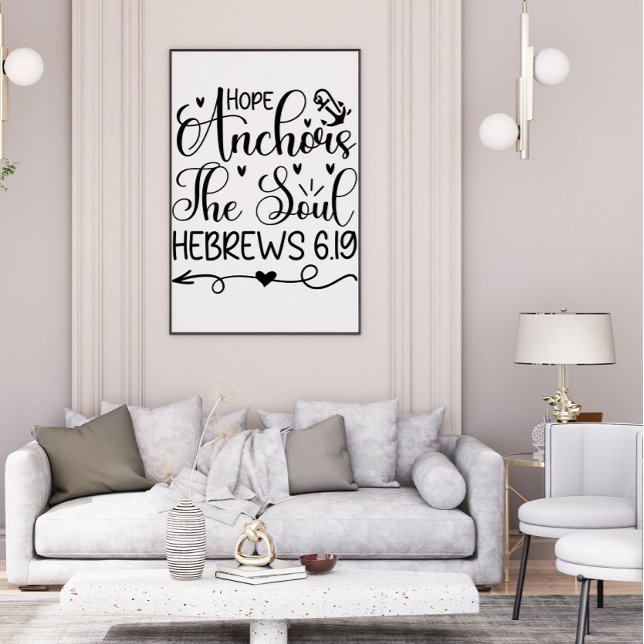 Affiche Hope Ancres The Soul Black White Christian Art (Créateur téléchargé)
