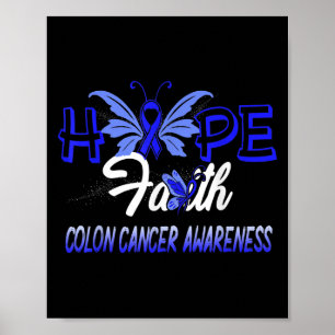 Affiche Hope Faith Colon Cancer Papillon Guerrier Survivan
