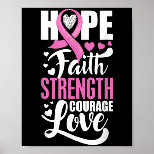 Affiche Hope Faith Force Courage Amour Cancer du sein Awa